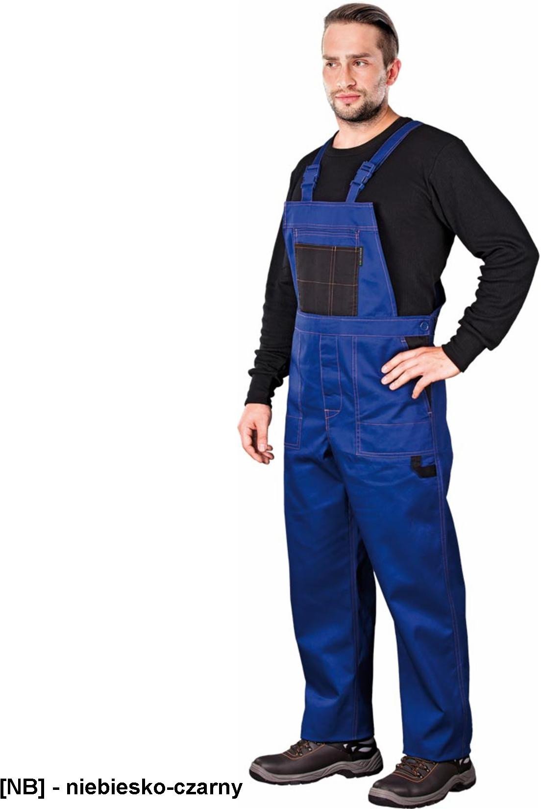 MMS - Spodnie ochronne ogrodniczki Multi Master - czerwono-czarny 46