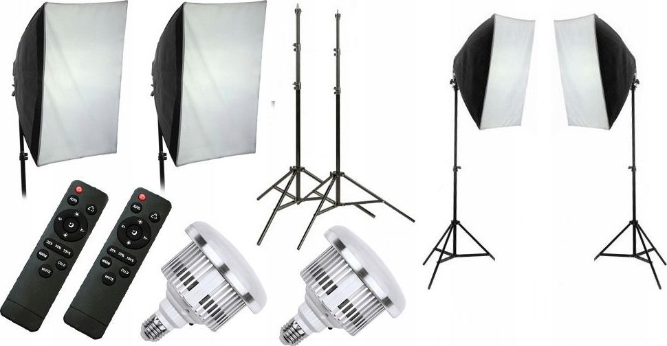 Zestaw studyjny Xrec Zestaw 10w1 2x Lampa Led 1600w 3000-6500k Pilot Softbox 50x70 Statyw 230 / 2x Led803