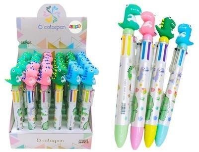 Długopis wielokolorowy 6 kolorów Dinozaur (36szt)