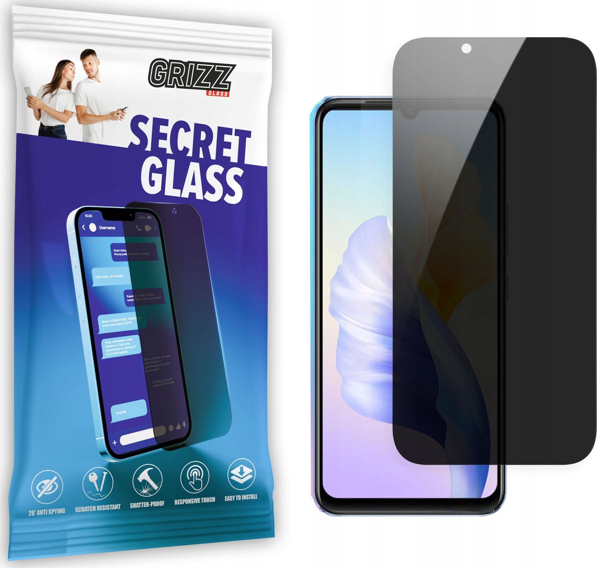 GrizzGlass Szkło prywatyzujące GrizzGlass SecretGlass Vivo V23E 5G
