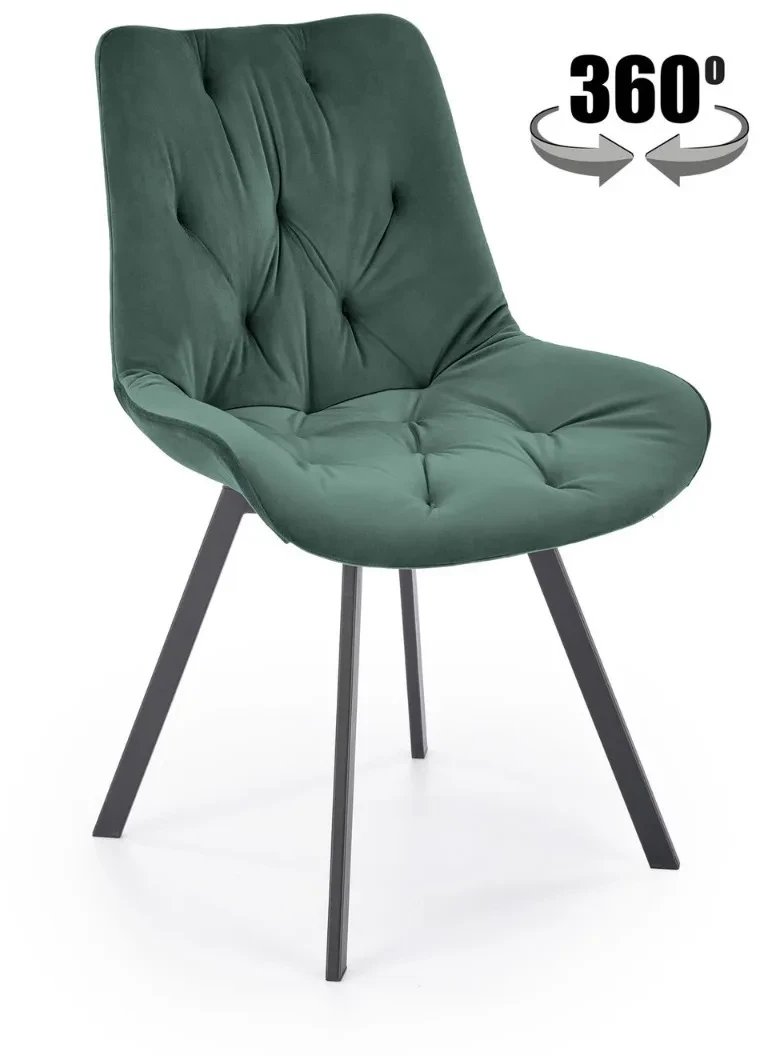 Krzesło tapicerowane K519 VELVET zielone obracane HALMAR