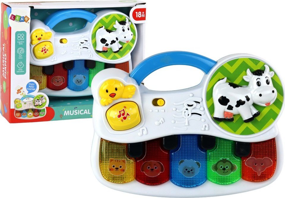 LeanToys Małe Pianinko Dla Malucha Zwierzątka Światła Dźwięki