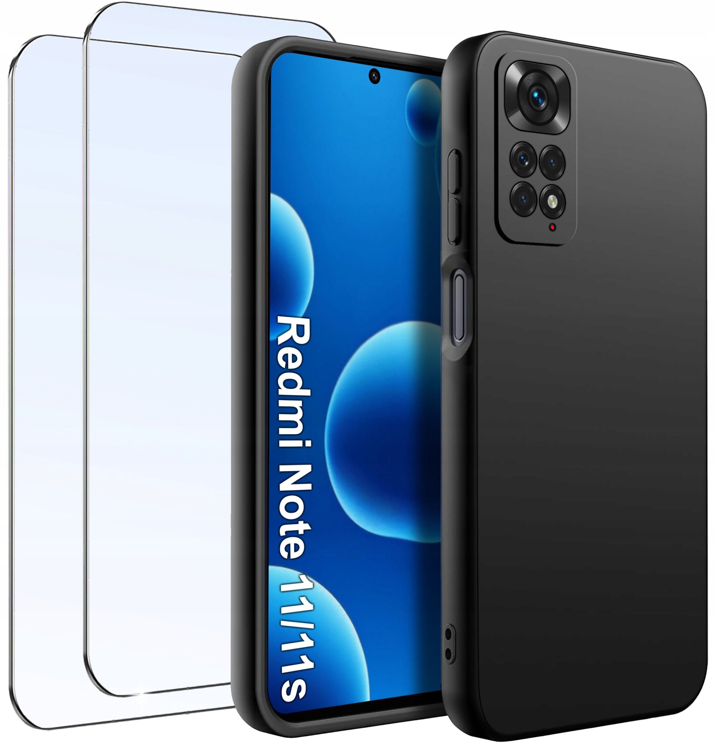 ZESTAW Etui do Xiaomi Redmi Note 11 11S Matowe Silikon Slim 2 SZTUKI SZKŁO