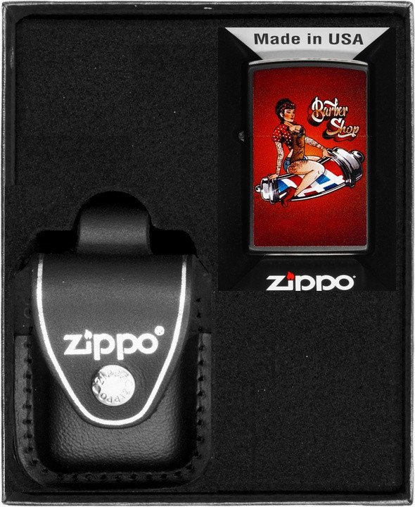Zestaw ZIPPO Zapalniczka BARBER SHOP PIN-UP DESIGN Prezentowy No3