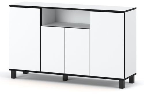 Komoda Biała Połysk 140cm Bruno Pojemna Nowoczesna Szafka Salon Sypialnia