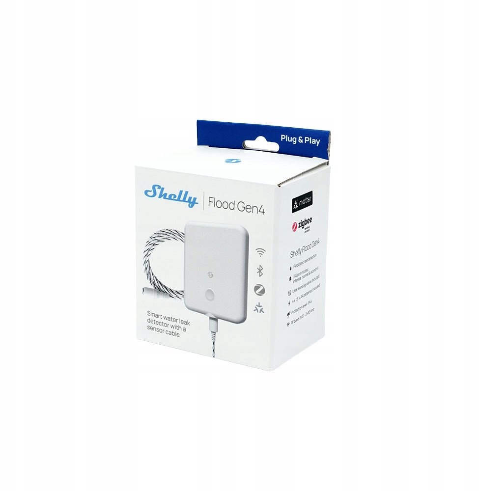 Shelly Plug & Play "Flood Gen4" wyciek wody- & Regensensor WLAN Matter
