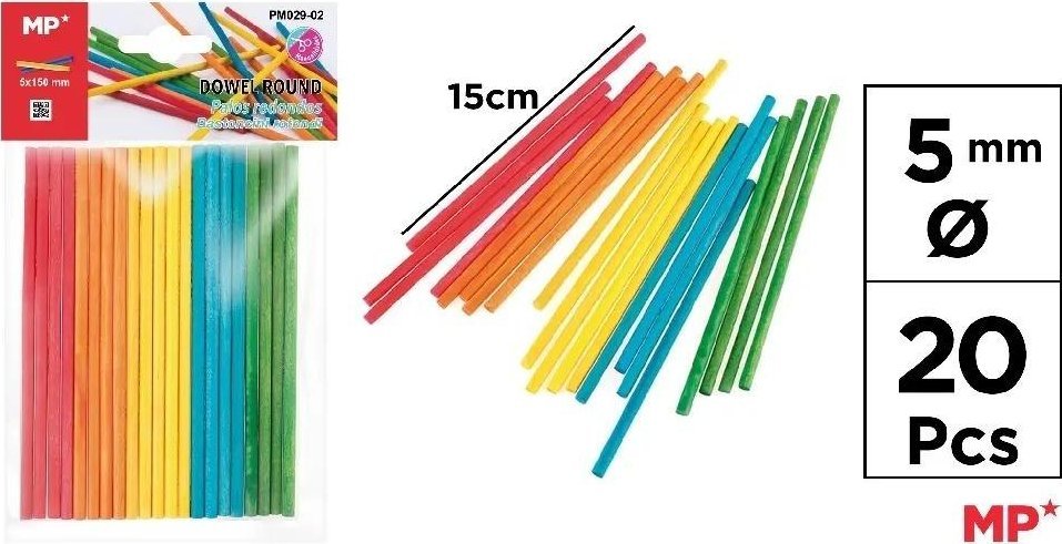 Shan Patyczki drewniane kolorowe 5mm 20szt