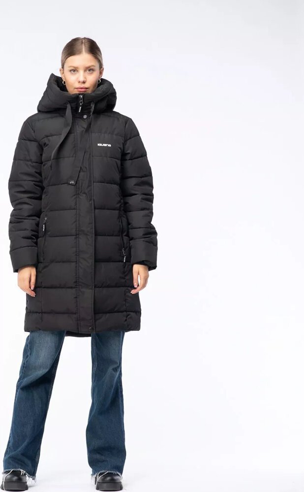 Damski płaszcz pikowany zimowy z kapturem Iguana Manka W rozmiar L