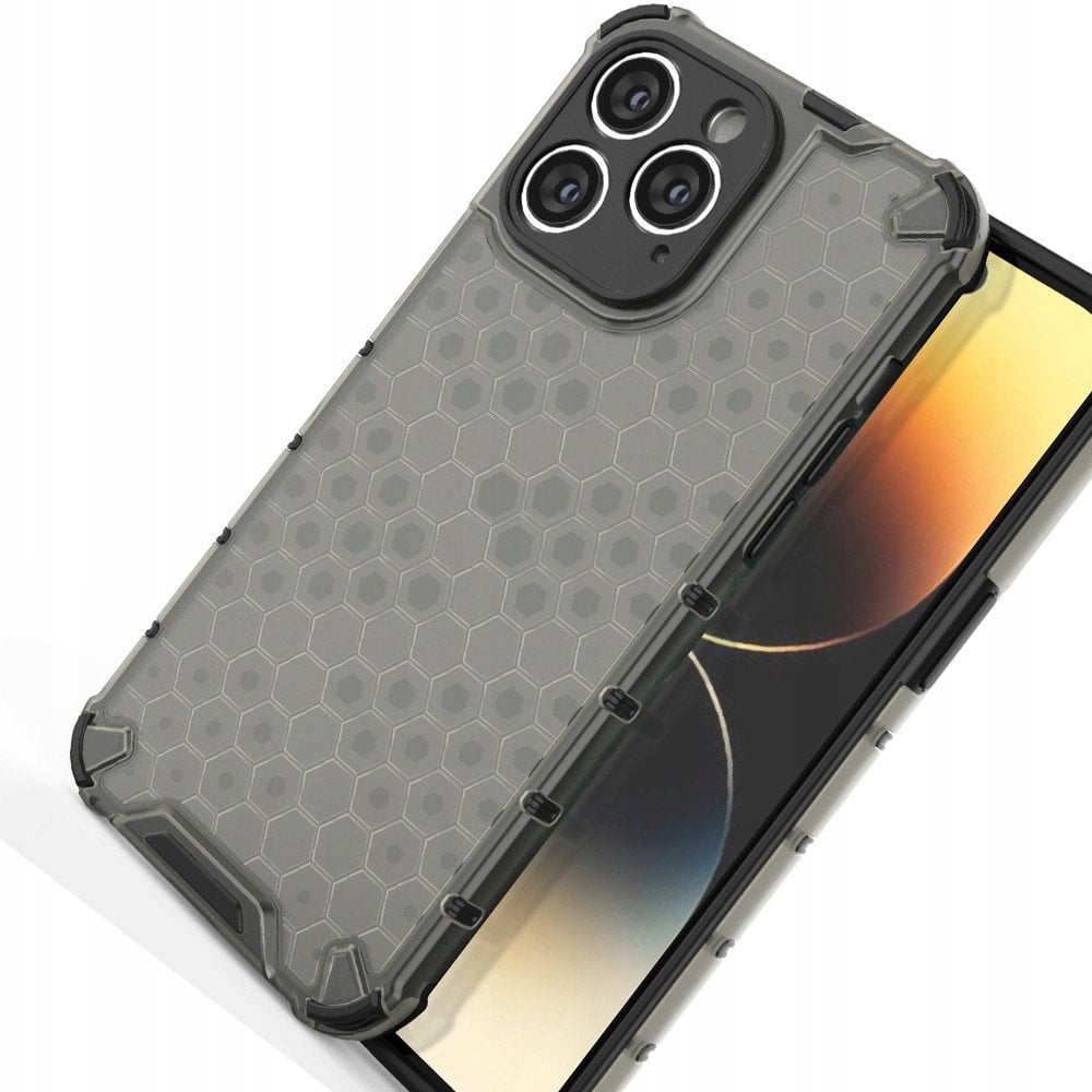 Honeycomb etui iPhone 14 Pro pancerny hybrydowy pokrowiec czarne