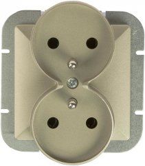Abex Gniazdo podwójne p/t 2x2P+Z, 16A, 250V zaciski śrubowe do systemu ramkowego satyna OPAL/PERŁA (PT-6 PR SATYNA)