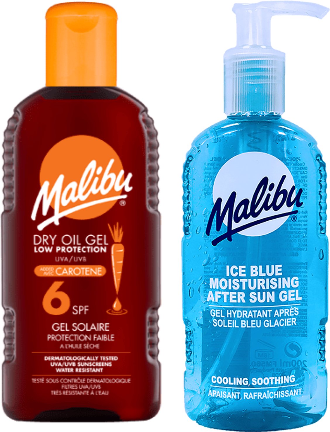 Malibu SPF6 Suchy Olejek Z Karotenem 200ml + Ice Blue Żel Po Opalaniu 200ml