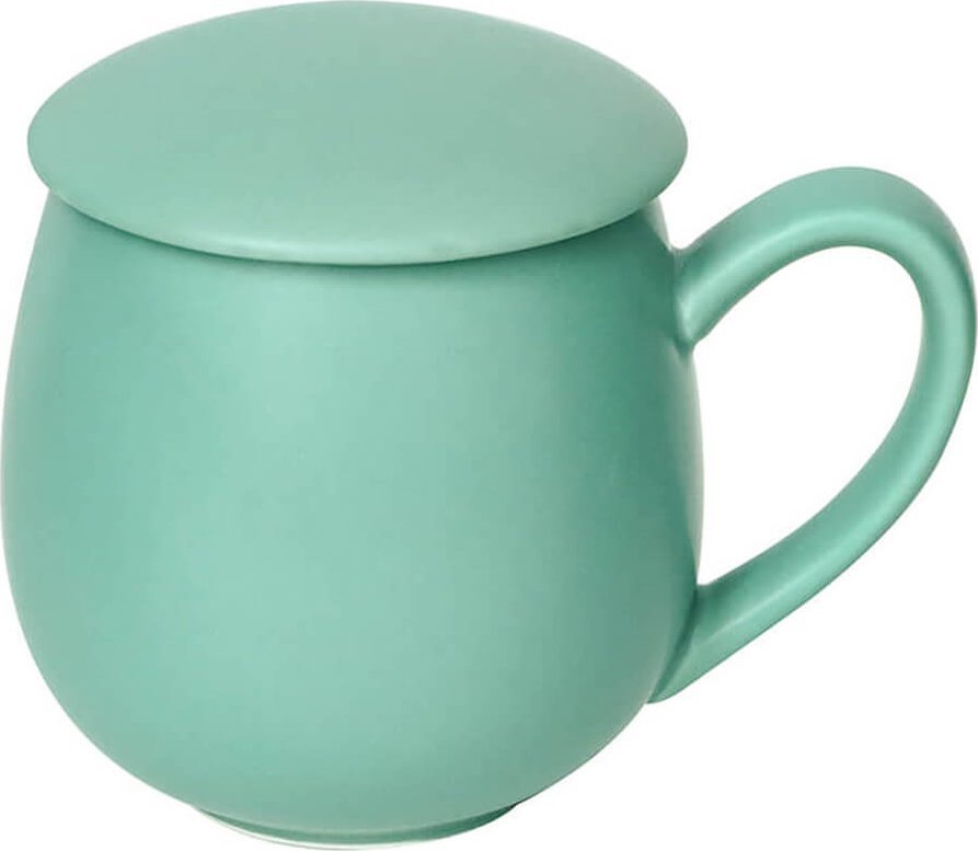 Cup&You Kubek z zaparzaczem i pokrywką zielony matowy - ekstra zestaw do przygotowania herbaty, naparu, perfekcyjny podarunek prezent dla mamy, taty,