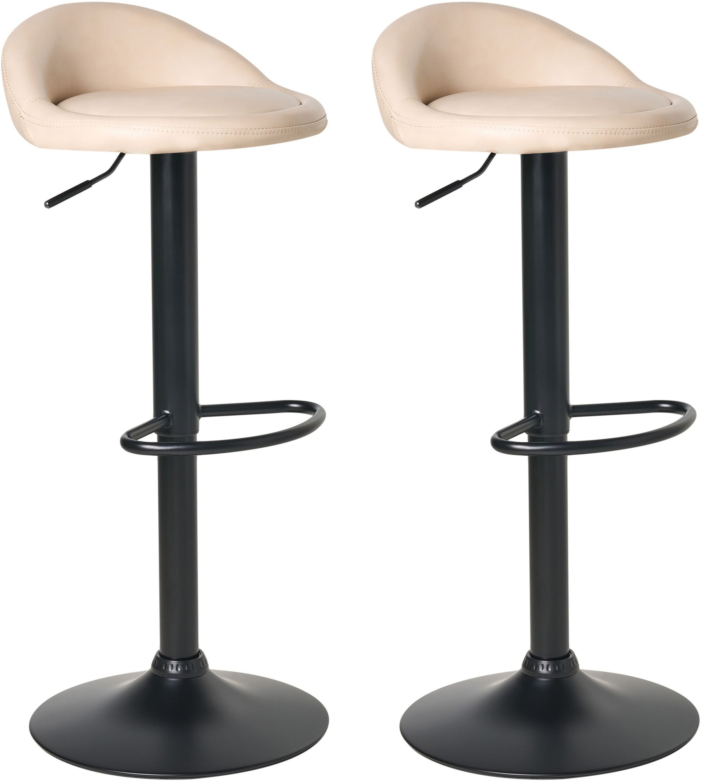 Zestaw 2 hokerów barowych MEEDER Ekoskóra Obrotowy Jasnobeżowy