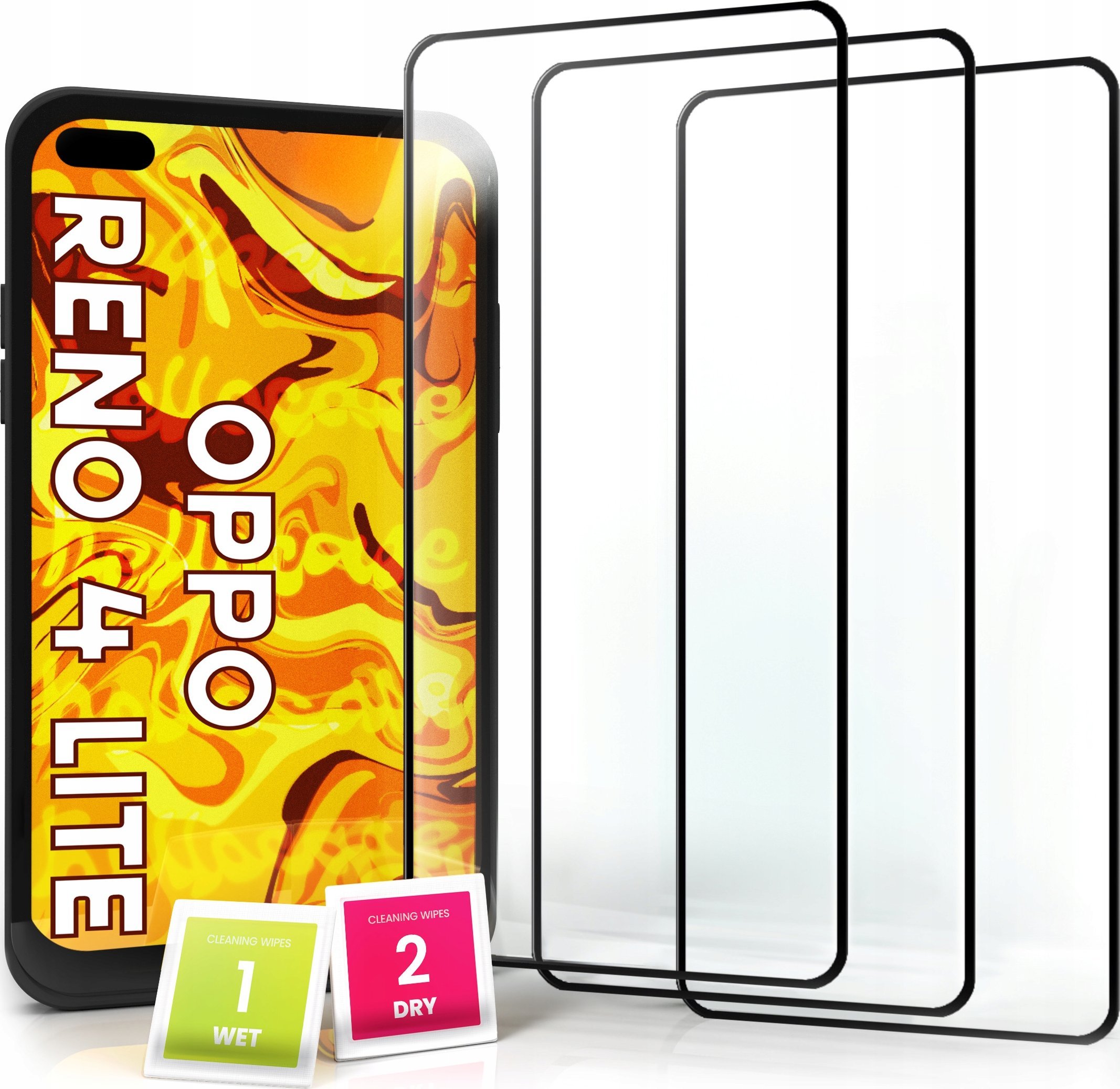 Hello Case 3-pak Szkło hartowane Do Oppo Reno 4 F / Reno 4 Lite / Reno 4 SE (Pełne,5D)