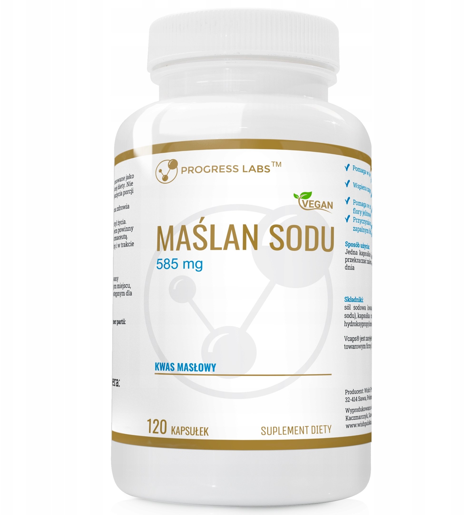 PROGRESS LABS Sodium Butyrate 585mg suplement diety 120 kapsułek