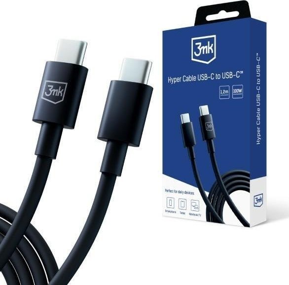 Kabel USB 3MK USB-C - USB-C 1.2 m Czarny (5903108541220)