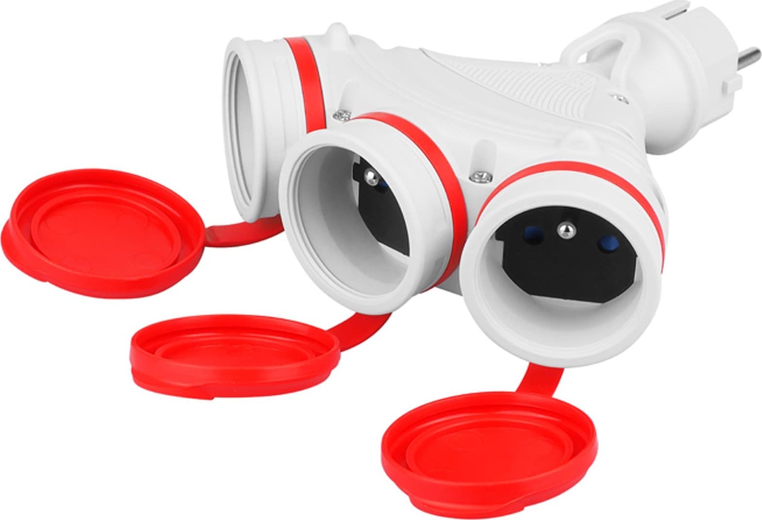 KEL Rozgałęźnik wtyczkowy 3-gniazda z/u 16A 250V IP54 szary/czerwony GN-X3/54 W-01151