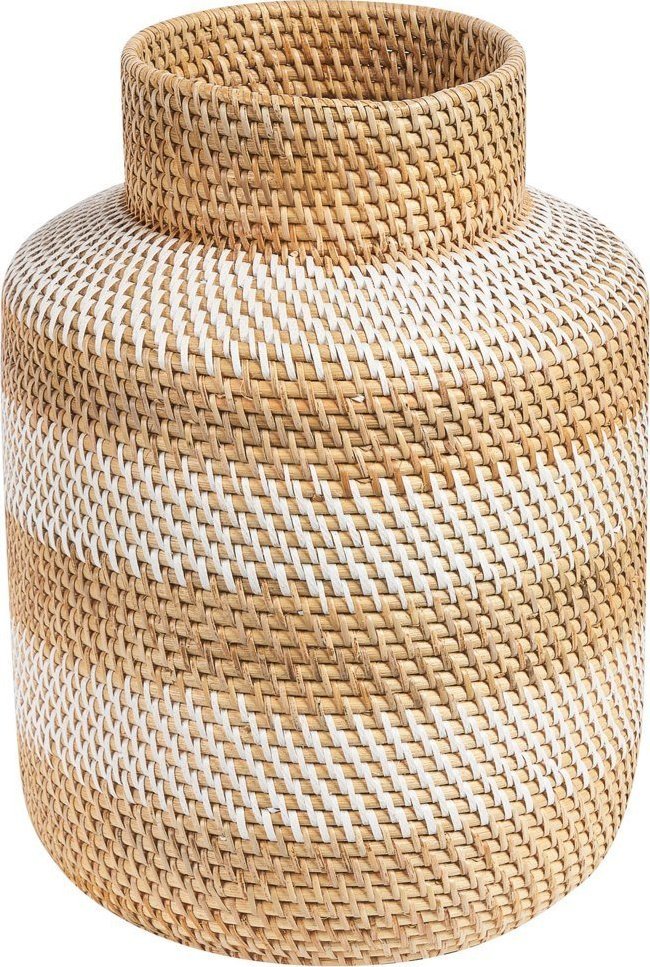 Beliani Wazon dekoracyjny rattanowy 36 cm biało-beżowy RENUN