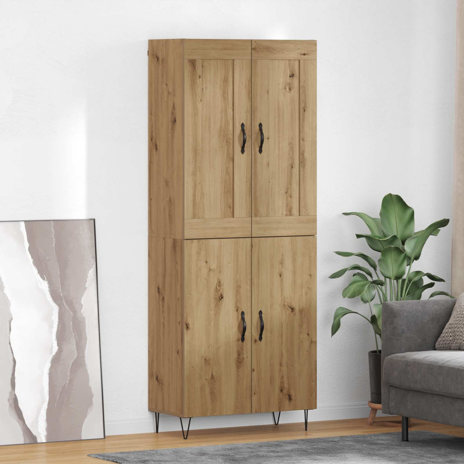 vidaXL Highboard Dąb rzemieślniczy 69,5 x 34 x 180 cm