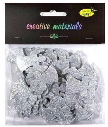 Dalprint Anioły z srebrnej brokatowej pianki ok 50szt