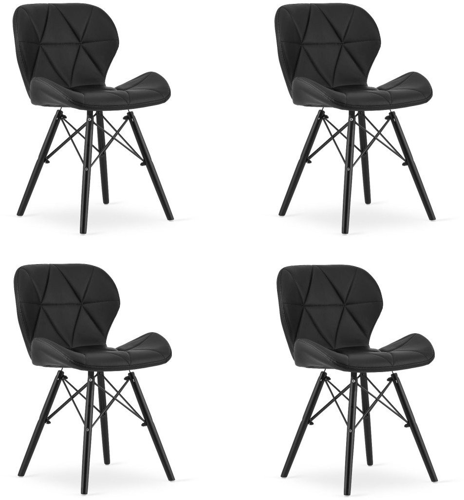 Krzesło LAGO ekoskóra - czarne / nogi czarne x 4