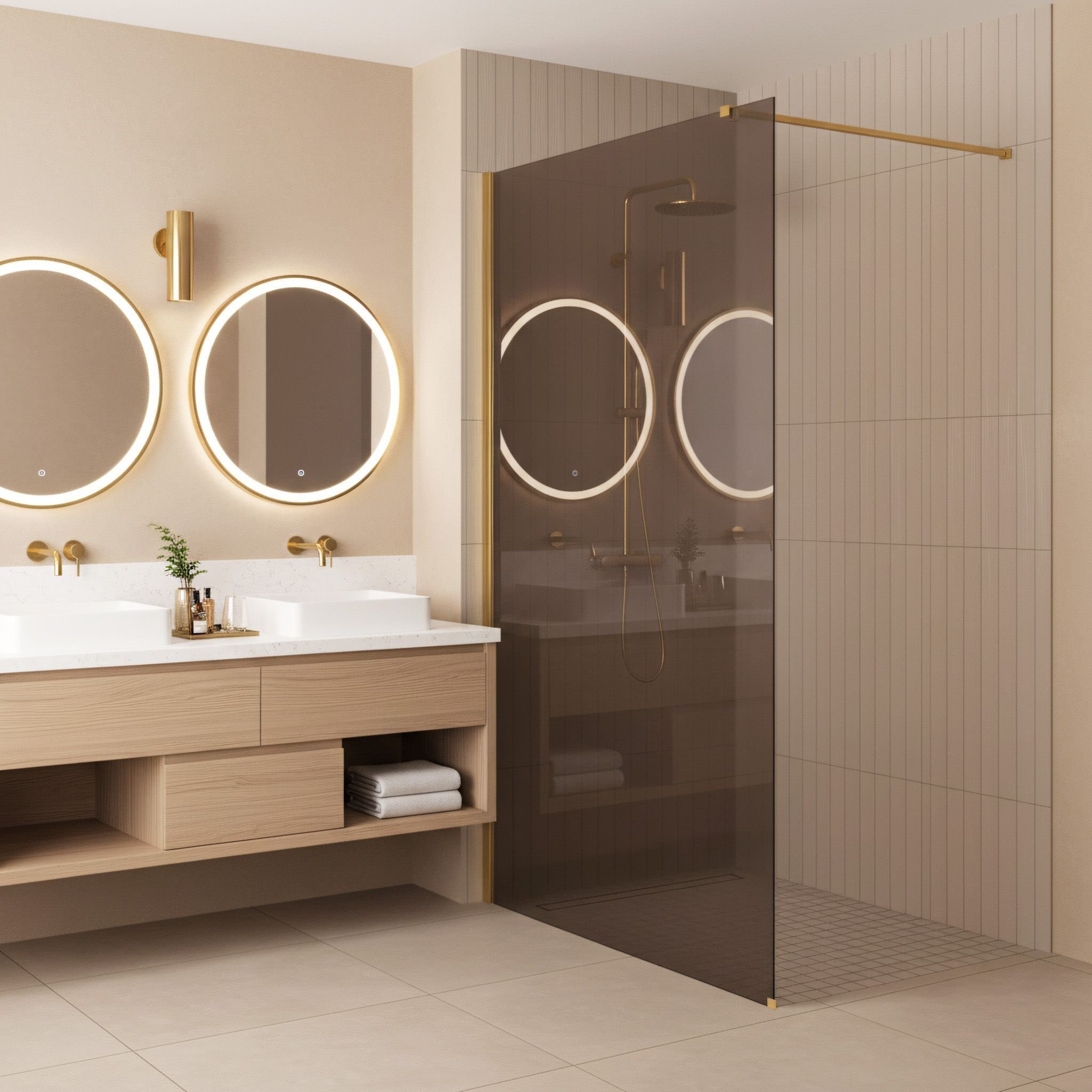 Kabina prysznicowa Walk-In Rea Flexi Brown / Gold 120