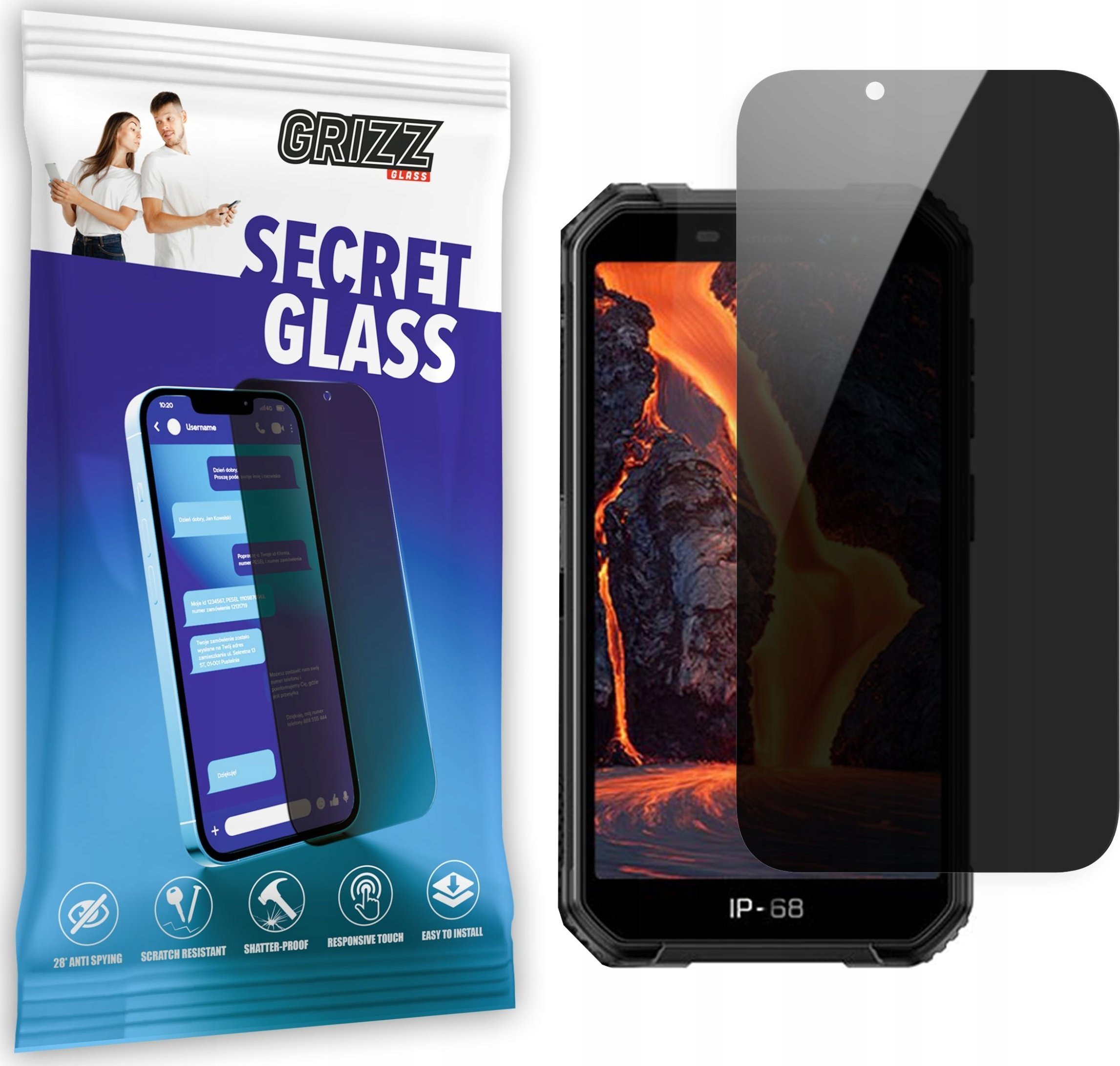 GrizzGlass Szkło prywatyzujące GrizzGlass SecretGlass Ulefone Armor X6 Pro