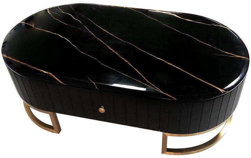 Grosse czarny stolik kawowy ze złotymi dodatkami