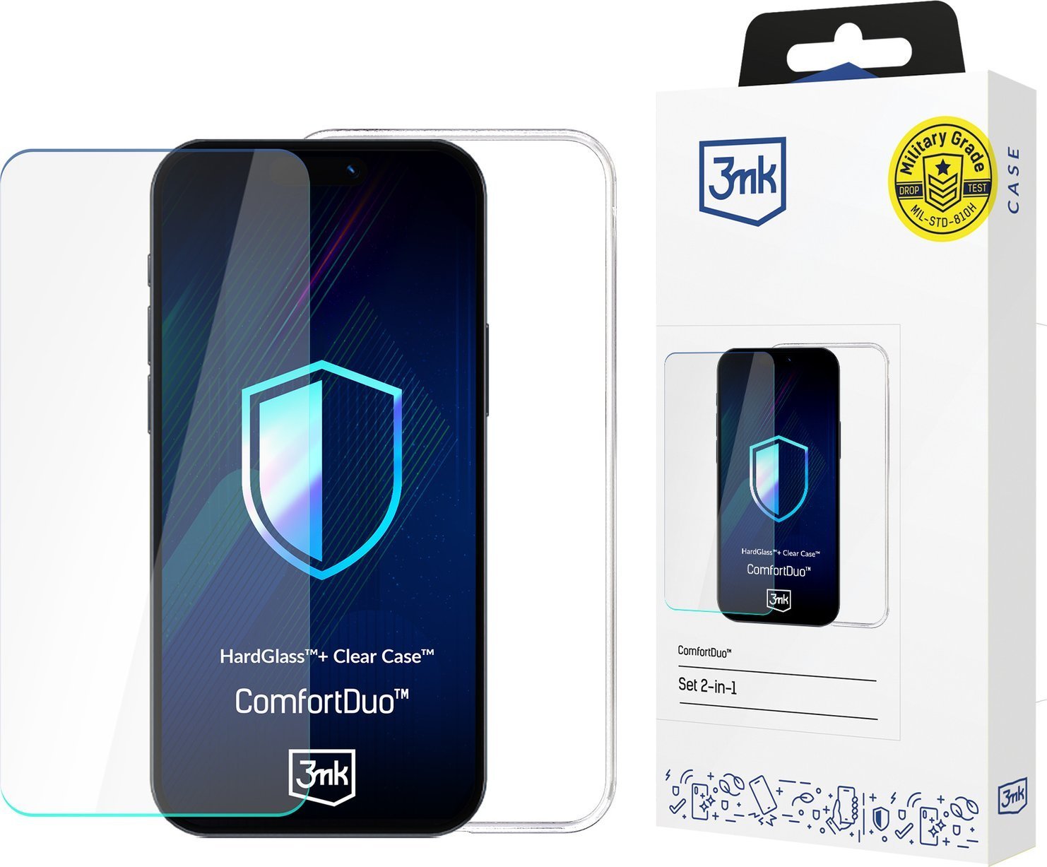 Etui do Samsung Galaxy S25+ 3mk ComfortDuo Clear + Szkło Hardglass