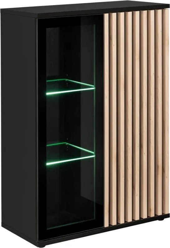ASM Meble Witryna niska CAMERON LED hickory jackson/czarna ASM Meble