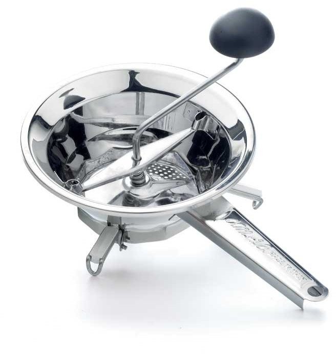 Emanuel 3 Ręczny Przecierak ze Stali Nierdzewnej 24 cm z 3 Dyskami i Składanymi Nóżkami