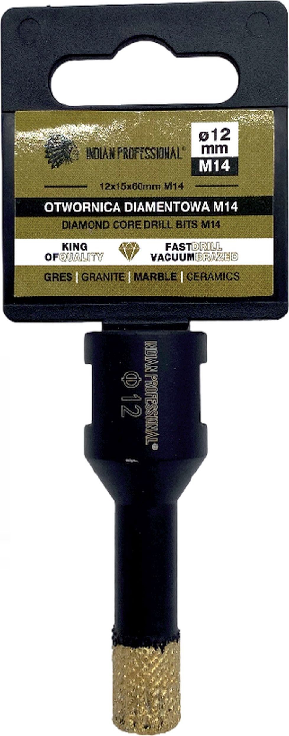 INDIAN PROFESSIONAL KORONA DIAMENTOWA M14 12mm WIERCENIE NA SUCHO /INDIAN PROFESSIONAL