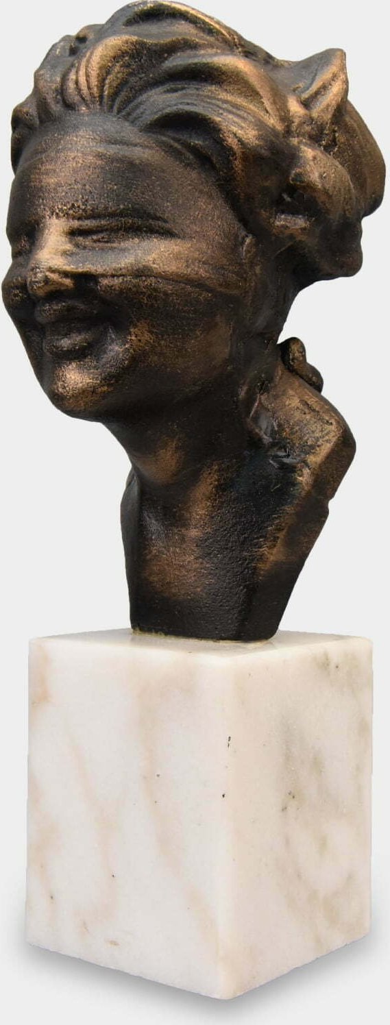 rzezbyzbrazu Zaślepiona Kobieta Rzeźba na Marmurowej Podstawie