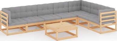 vidaXL 8-cz. zestaw wypoczynkowy do ogrodu, z poduszkami, lita sosna