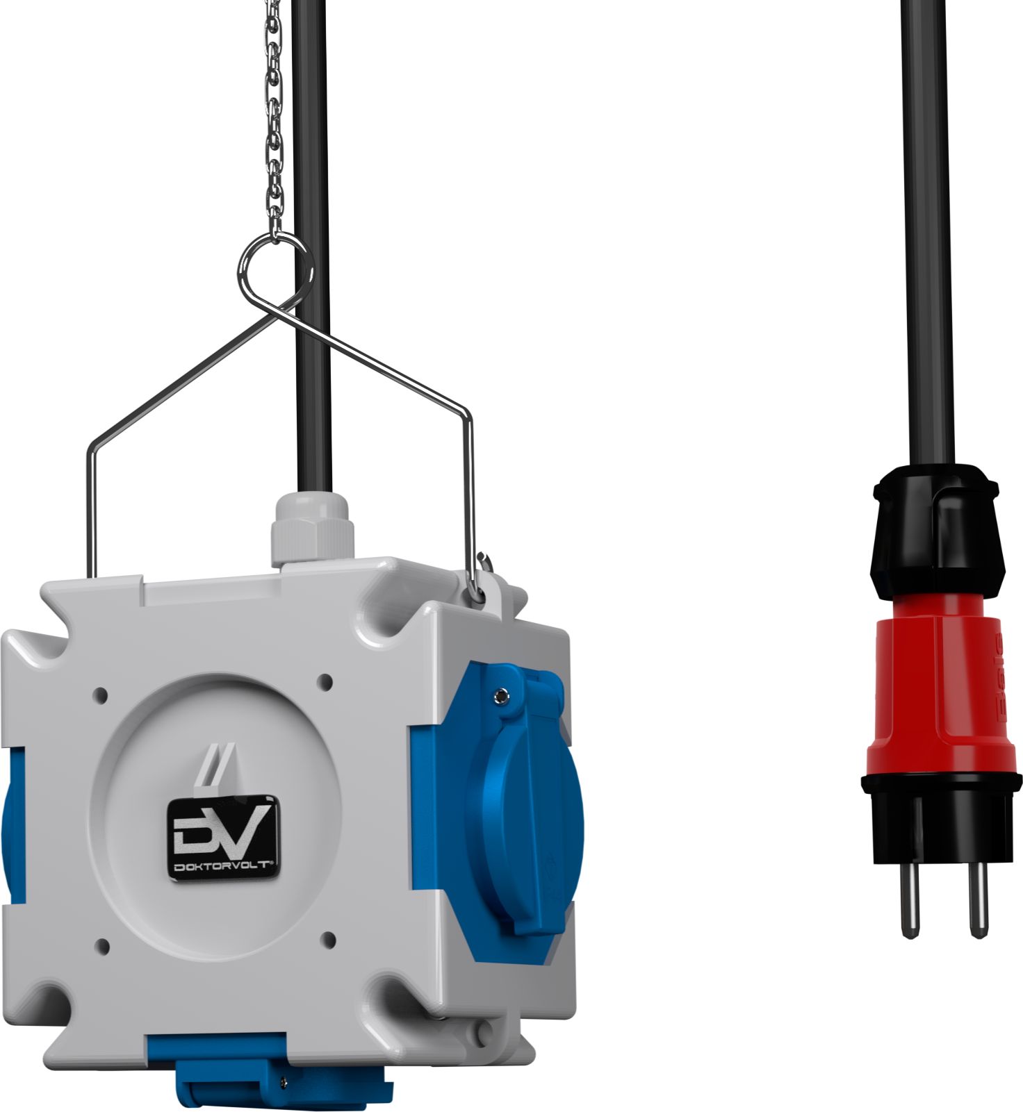 Doktorvolt Rozdzielnica wisząca mDV 3x230V Schuko 1,5m kabel 1,5m łańcuszek Doktorvolt 2671