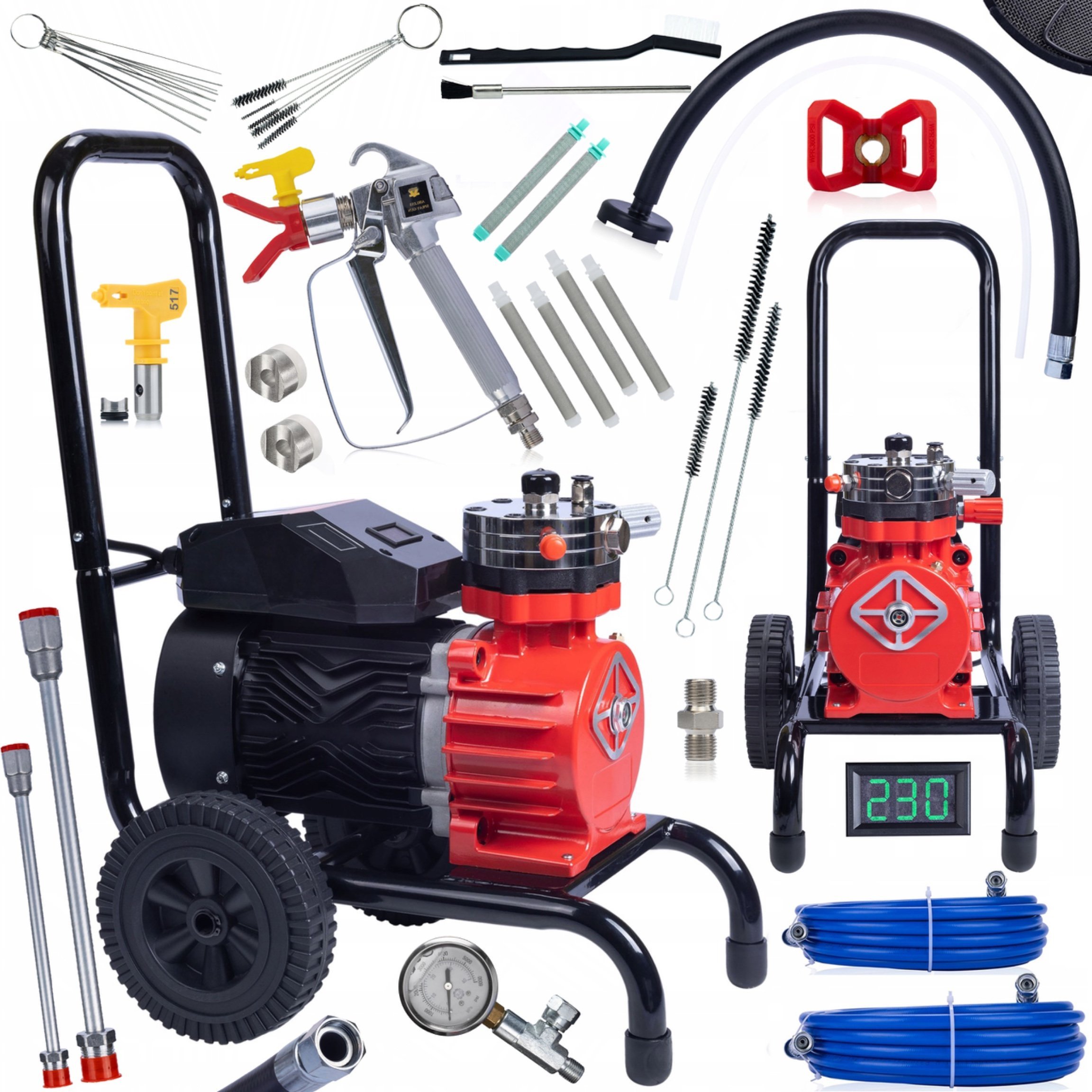 Rosfix Agregat malarski Rosfix Red Strong Storm 1100 RSS05 3500W 22MPA 18L/min z wielkim zestawem akcesoriów do malowania