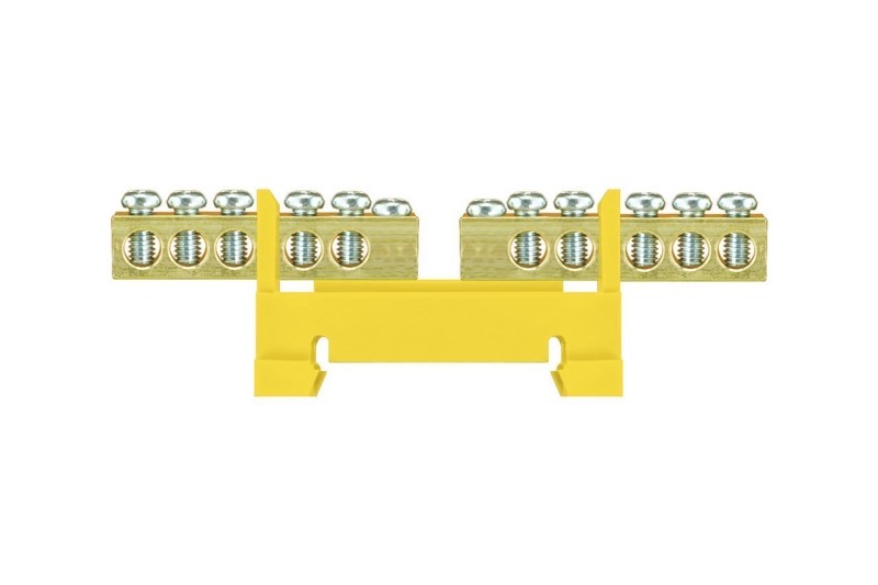 Pawbol Listwa zaciskowa niska na szynę 2x5-torowa dzielona żółta TH35 (E.4132)