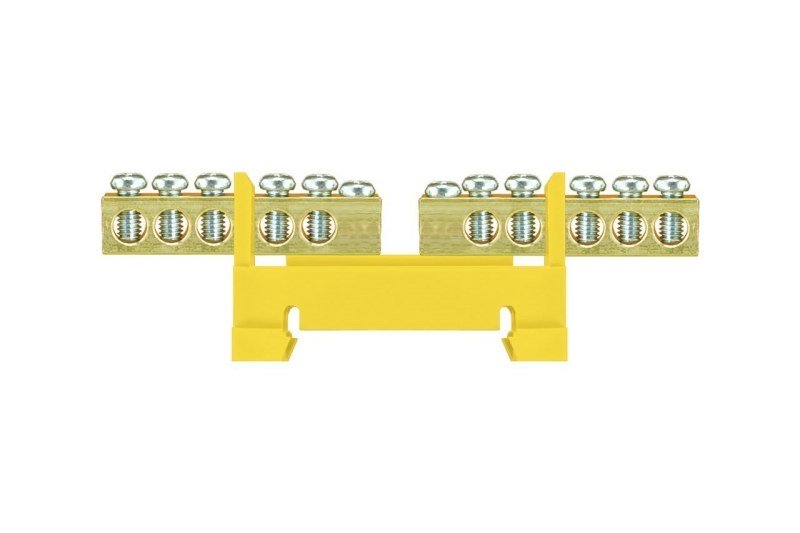 Pawbol Listwa zaciskowa niska na szynę 2x5-torowa dzielona żółta TH35 (E.4132)