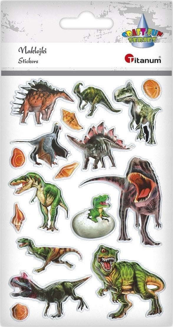 Titanum Naklejki wypukłe miękkie dinozaury mix 17szt