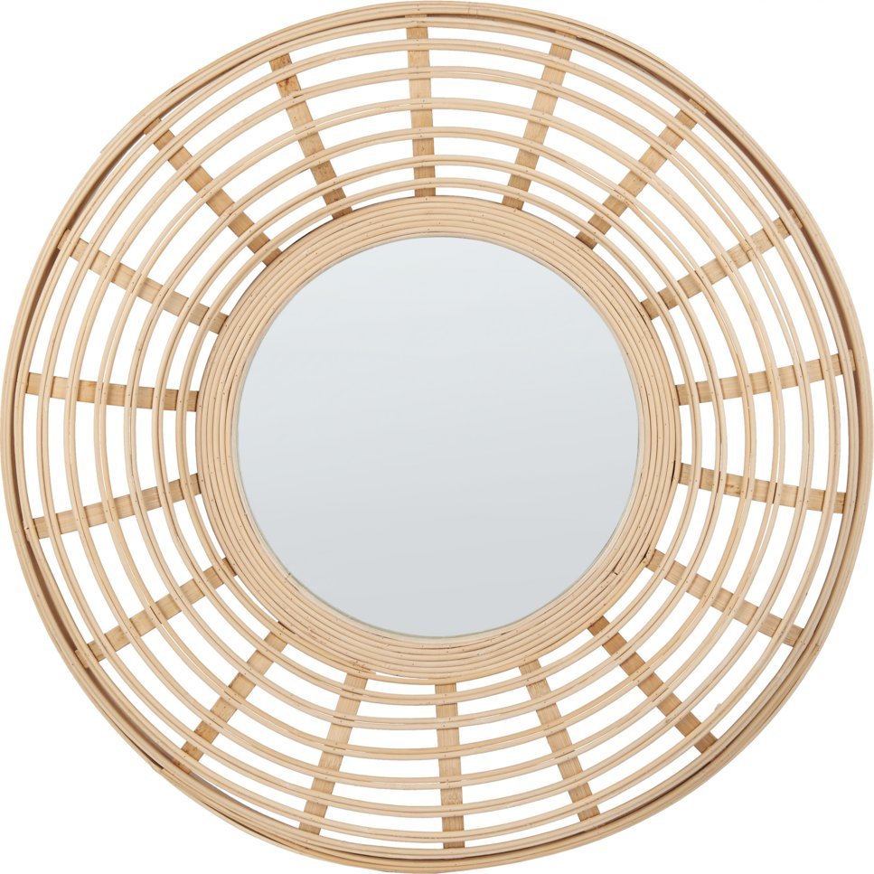 Beliani Bambusowe okrągłe lustro ścienne ⌀ 60 cm naturalne HANUA!
