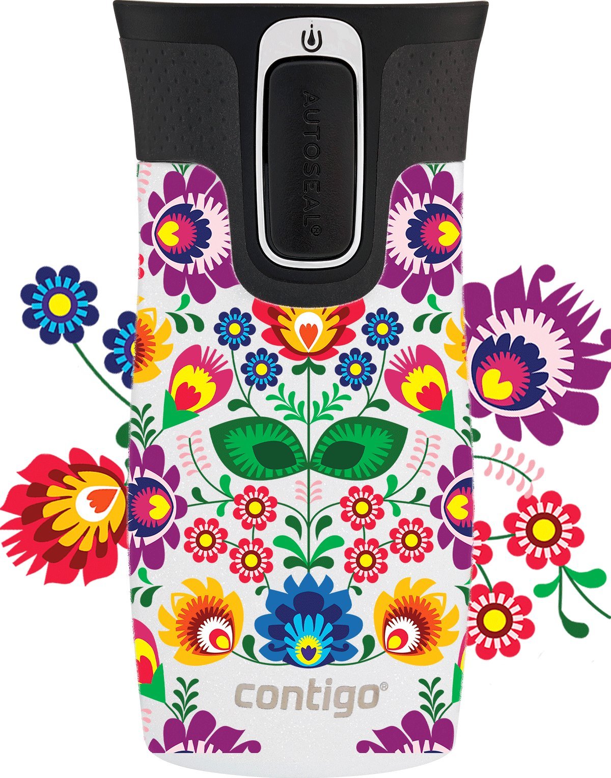 Contigo Kubek termiczny Contigo West Loop Mini 300ml - Folklor - Biały Metalik