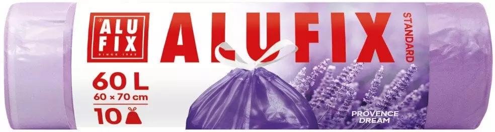 Worki na śmieci ALUFIX, lawendowe, HDPE, 60l, 10 szt., fioletowe