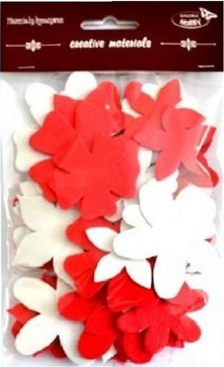 Kwiatki czerwono-białe 60szt