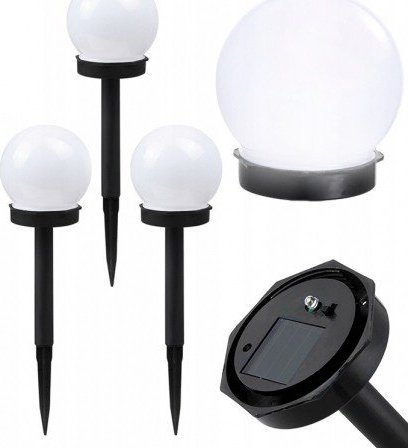 Szykowna lampa solarna w kształcie kuli 3 sztuki