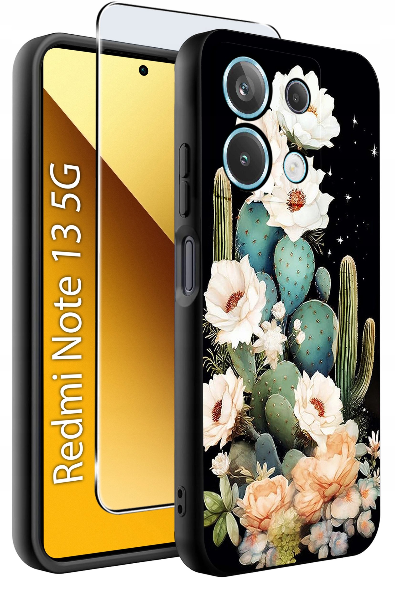 ETUI do Xiaomi Redmi Note 13 5G WZORY |SILIKONOWE MATT CASE +SZKŁO 9H