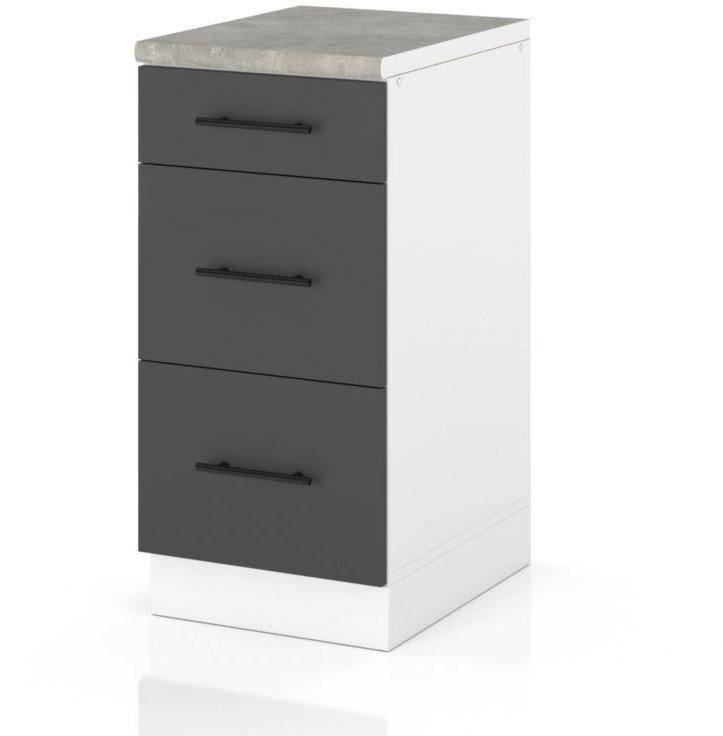 Szafka Kuchenna Stojąca Z Blatem 3 Szuflady 40cm Spremium Szary Mat