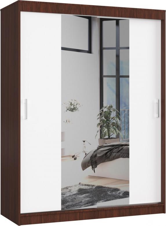 Fabryka Mebli Akord SZAFA PRZESUWNA 150 cm CLP Z LUSTREM WENGE / BIAŁA