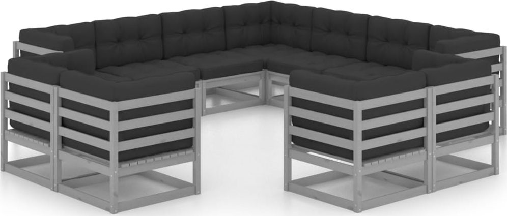 vidaXL 11-cz. zestaw wypoczynkowy do ogrodu, z poduszkami, szary