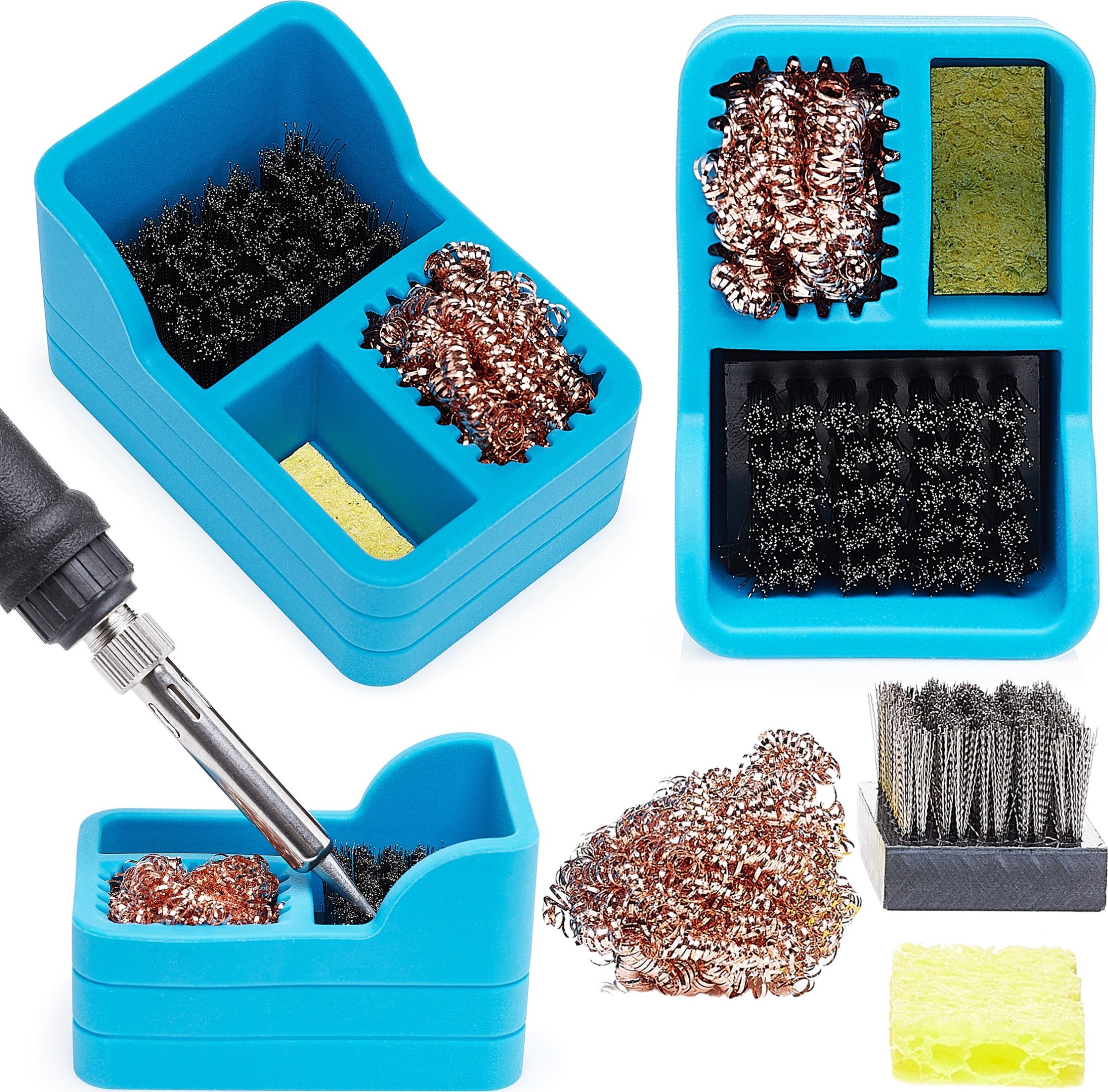 Silikonowy Organizer Pudełko Pojemnik do Lutowania Gąbka Czyścik 8cm