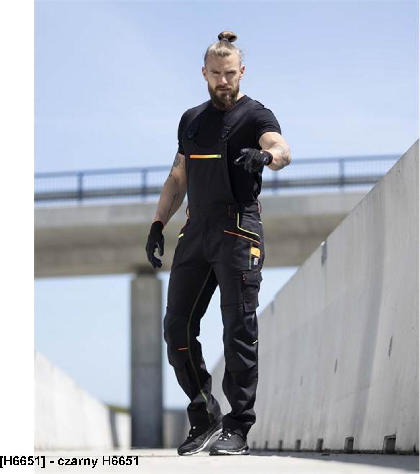 Ardon ARDON CREATRON - męskie spodnie ogrodniczki strecz bawełniana strefa kolan wzmacniana kieszenie nakolanniki ADNAdaptBelt - czarny H6651 50